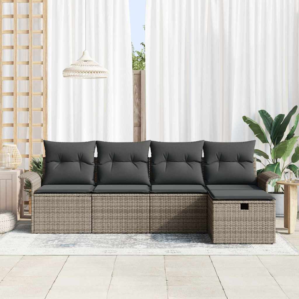 Set Divano da Giardino 5 pz Poly Rattan