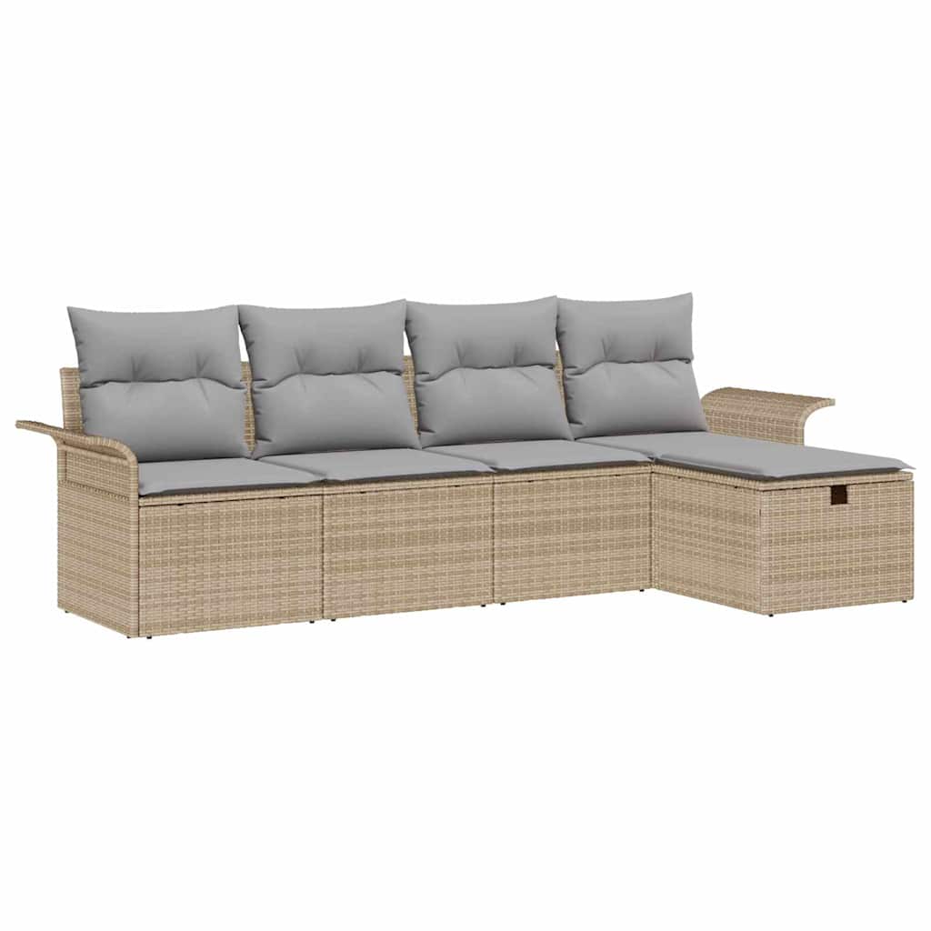 Set Divano da Giardino 5 pz Poly Rattan