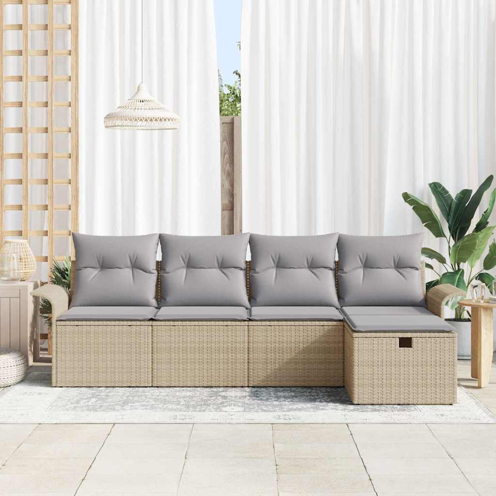 Set Divano da Giardino 5 pz Poly Rattan