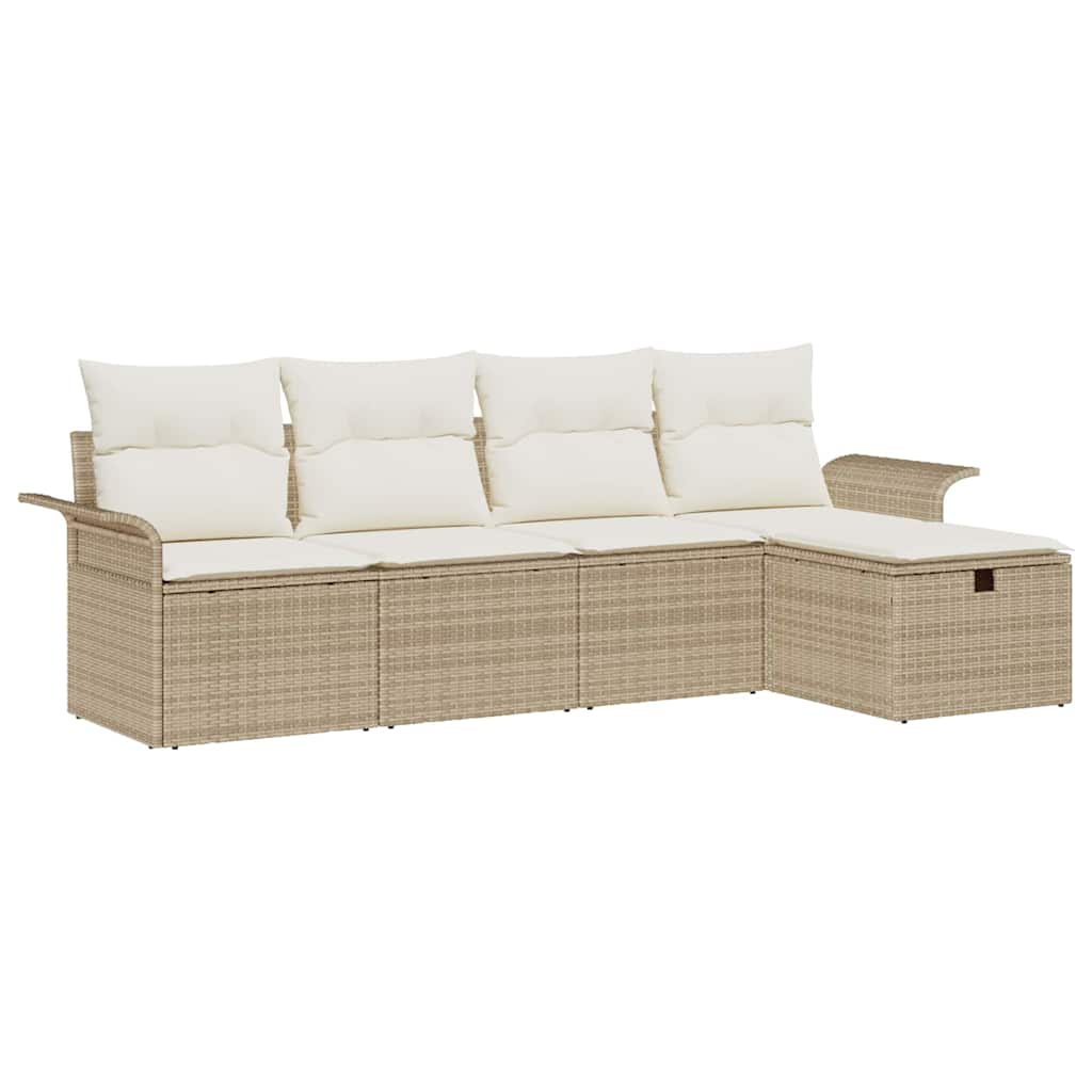 Set Divano da Giardino 5 pz Poly Rattan
