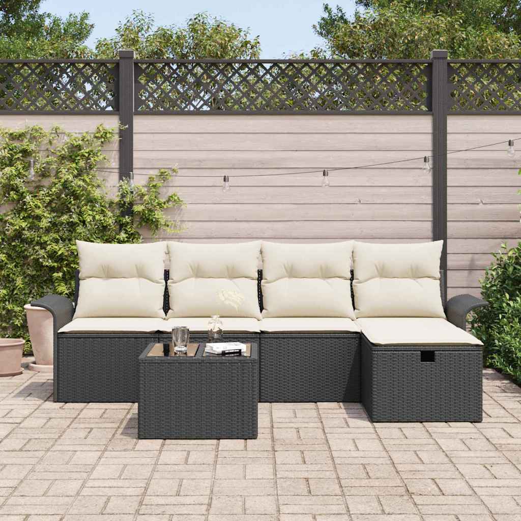 Set Divano da Giardino 6 pz Poly Rattan