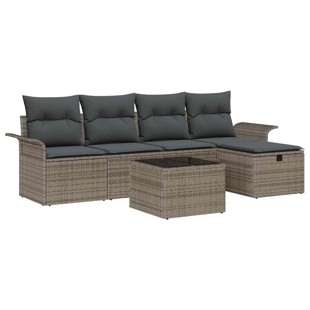 Set Divano da Giardino 6 pz Poly Rattan