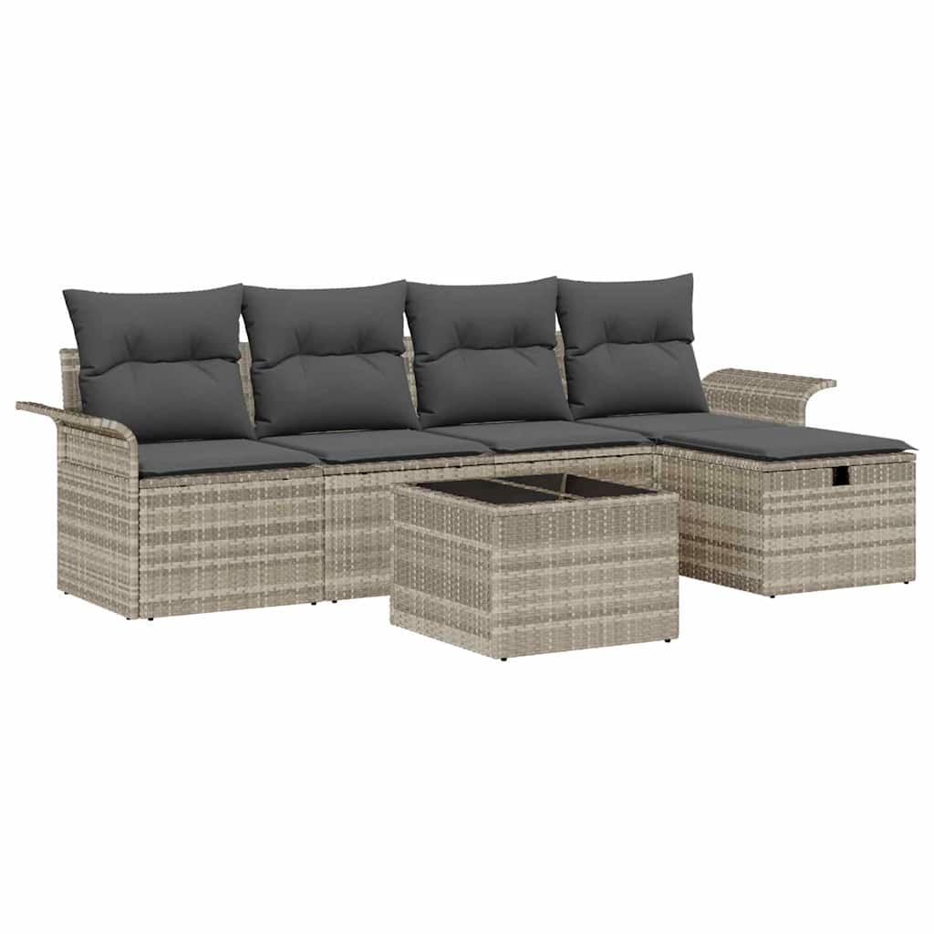 Set Divano da Giardino 6 pz Poly Rattan