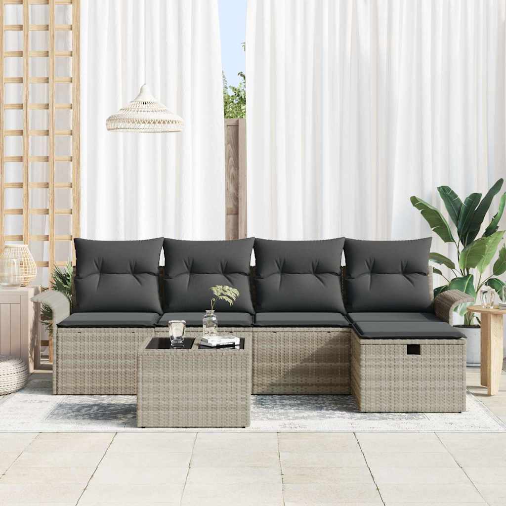 Set Divano da Giardino 6 pz Poly Rattan