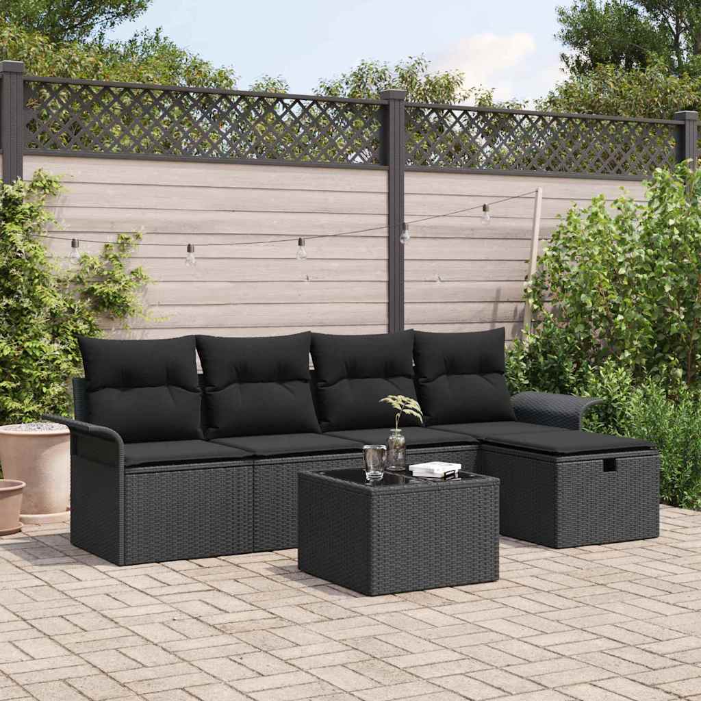 Set Divano da Giardino 6 pz Poly Rattan