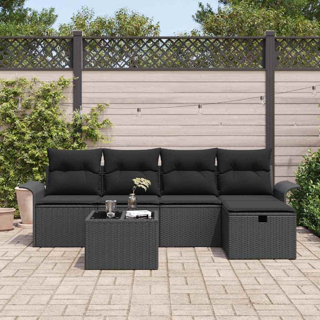 Set Divano da Giardino 6 pz Poly Rattan