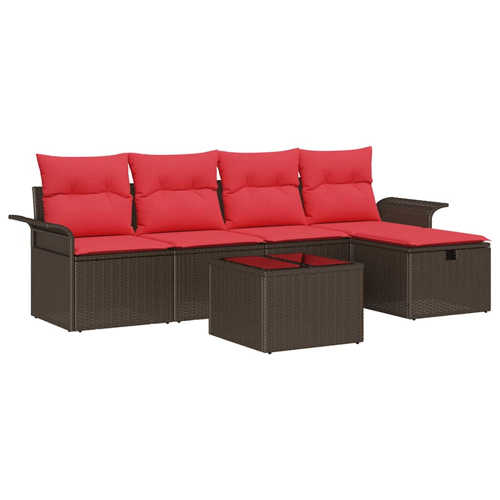 Set Divano da Giardino 6 pz Poly Rattan