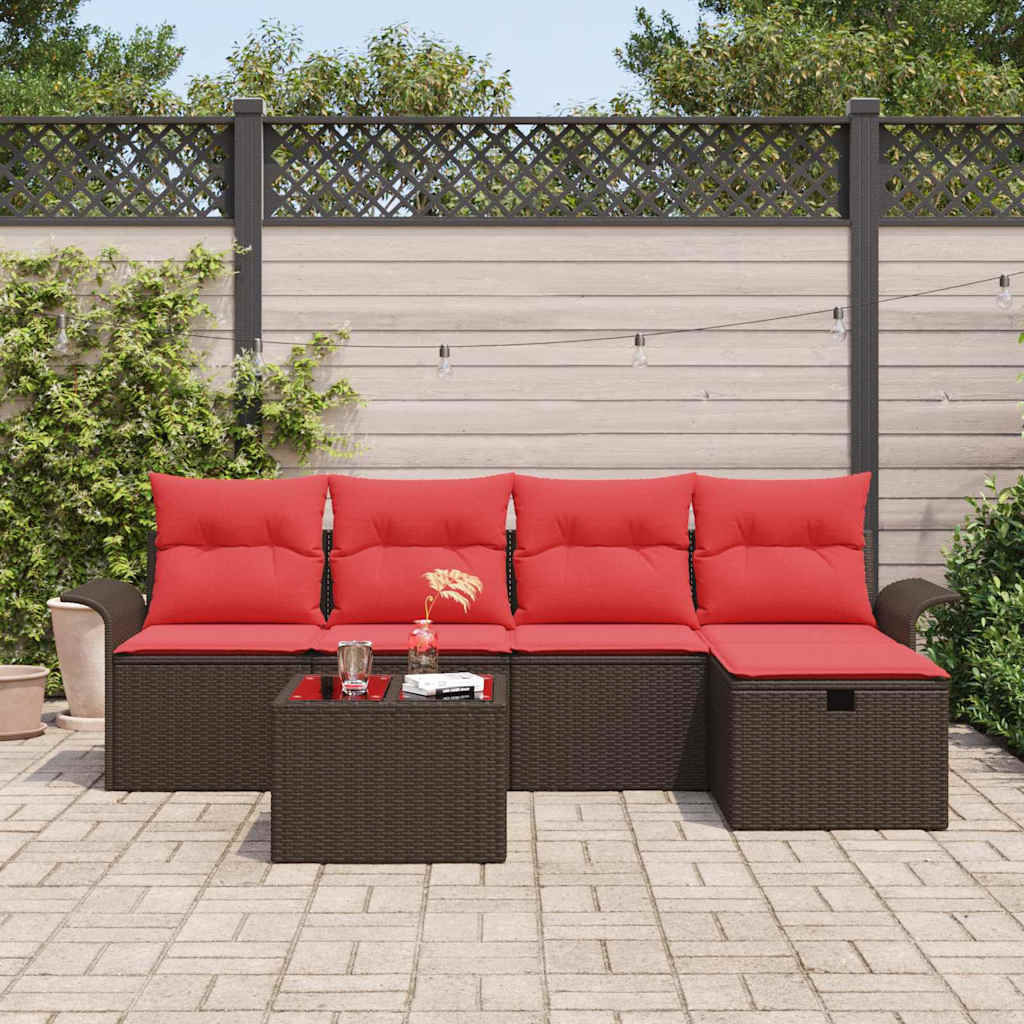 Set Divano da Giardino 6 pz Poly Rattan