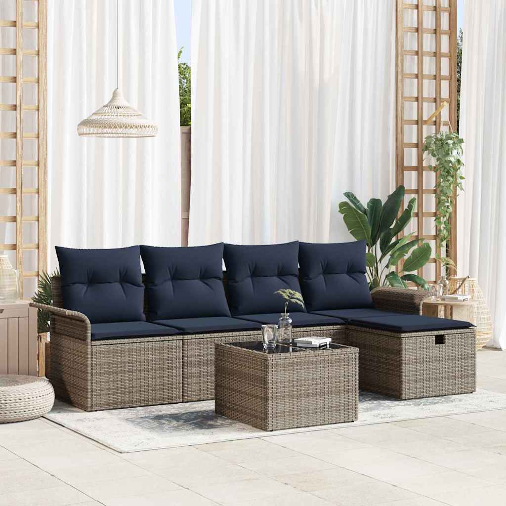 Set Divano da Giardino 6 pz Poly Rattan