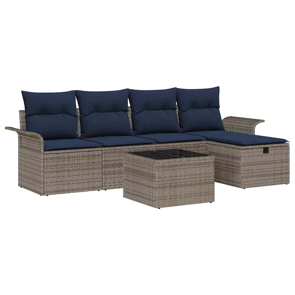 Set Divano da Giardino 6 pz Poly Rattan