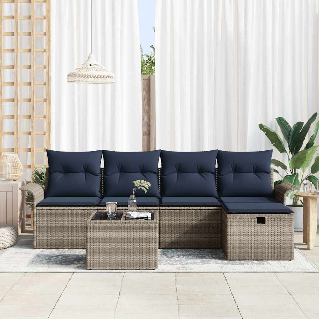 Set Divano da Giardino 6 pz Poly Rattan