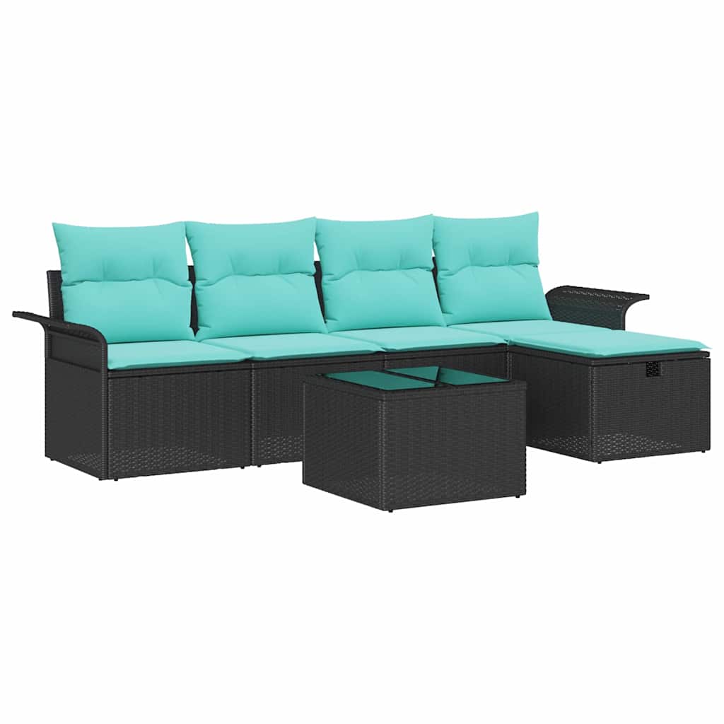 Set Divano da Giardino 6 pz Poly Rattan