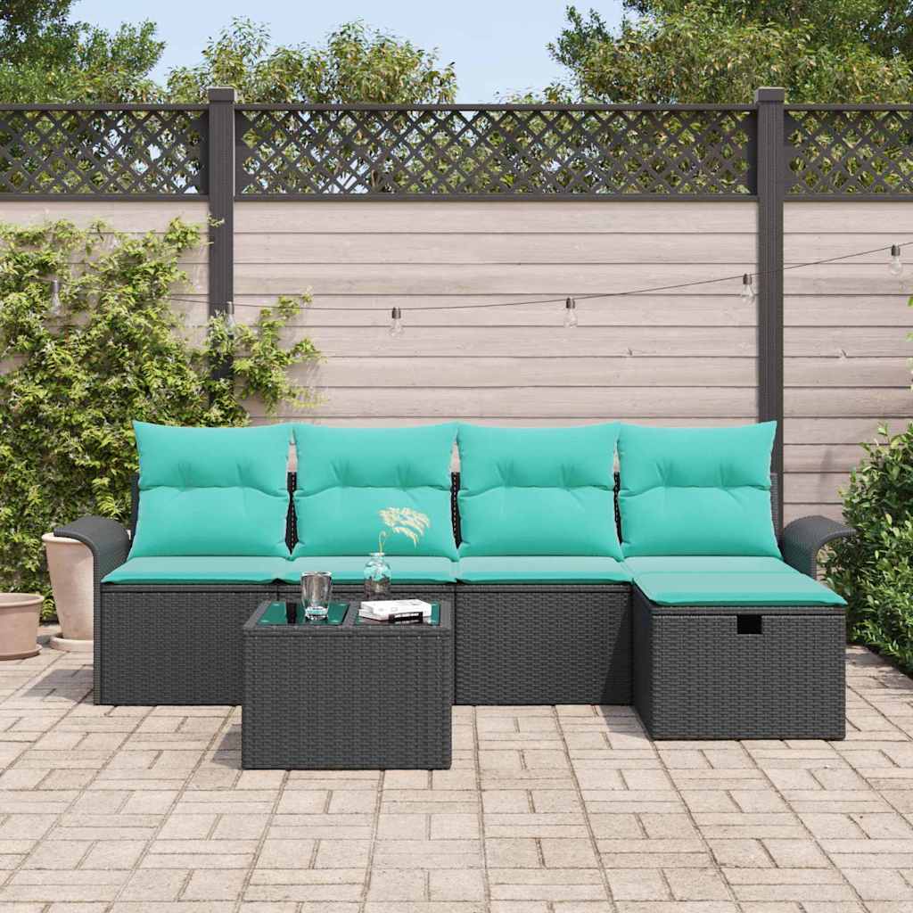 Set Divano da Giardino 6 pz Poly Rattan