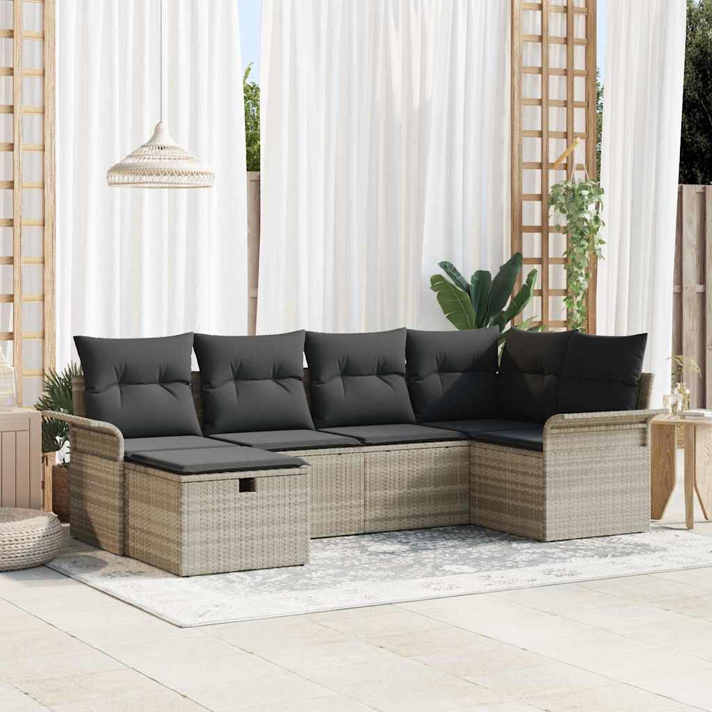 Set Divano da Giardino 6 pz Poly Rattan