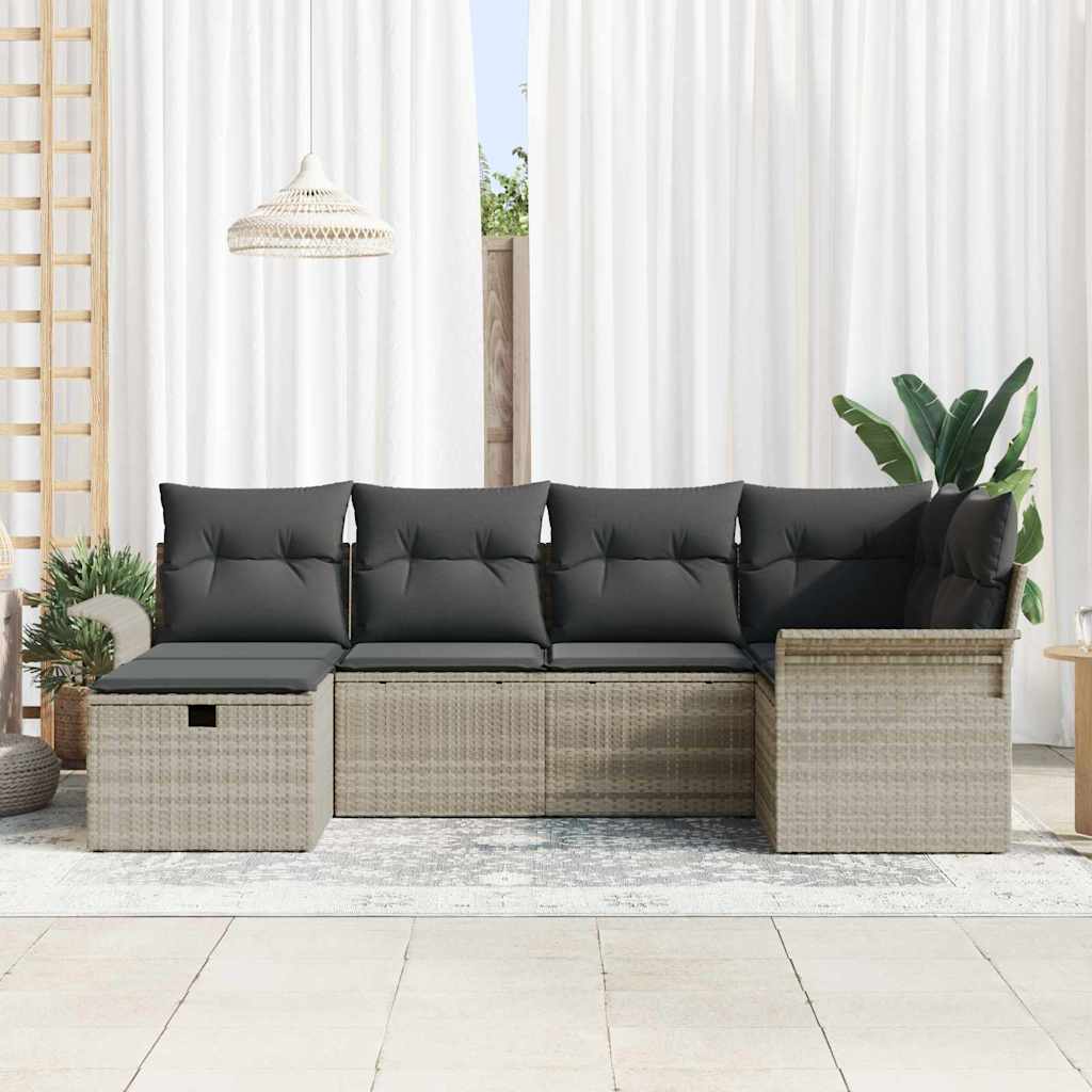 Set Divano da Giardino 6 pz Poly Rattan