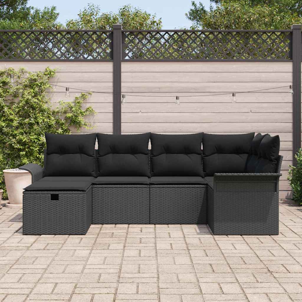 Set Divano da Giardino 6 pz Poly Rattan