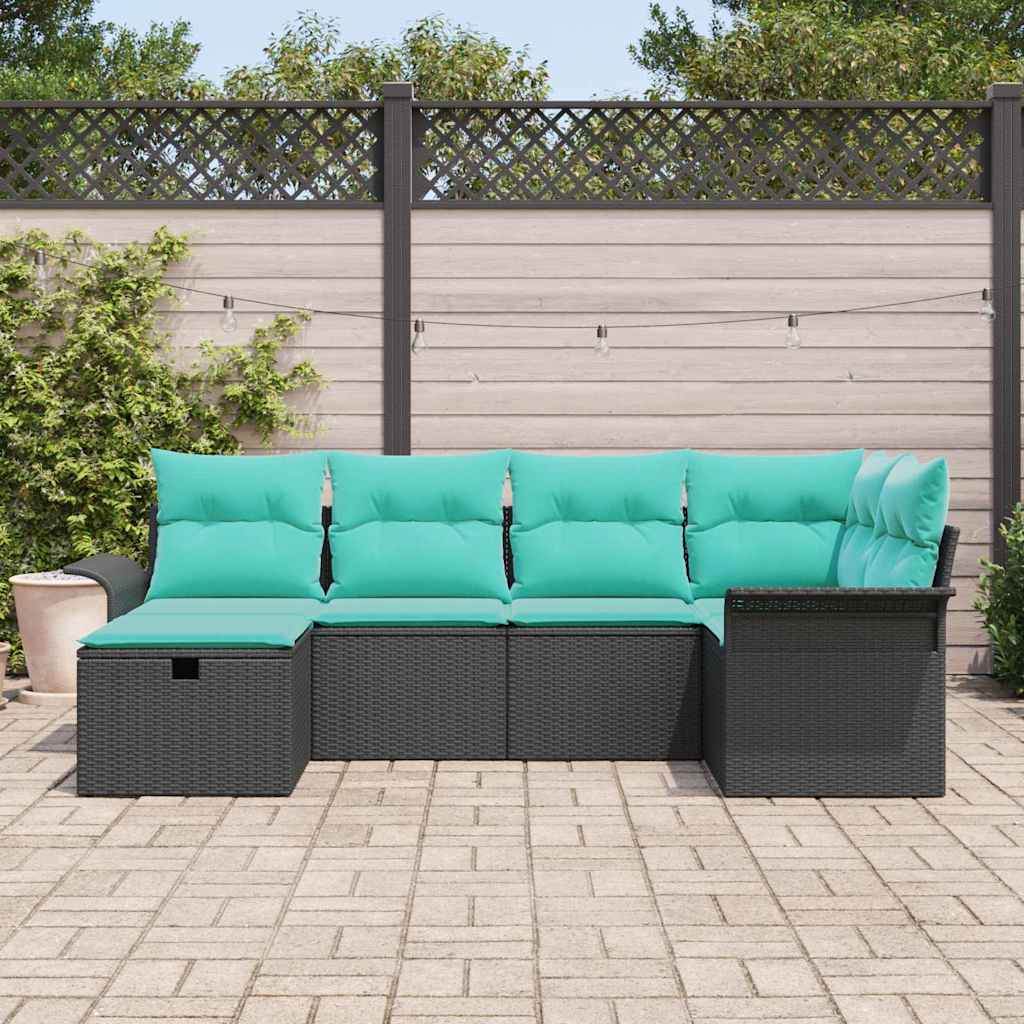 Set Divano da Giardino 6 pz Poly Rattan