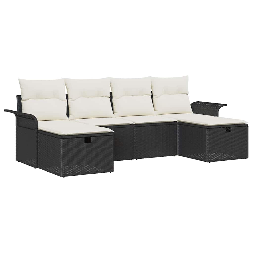 Set Divano da Giardino 6 pz Poly Rattan