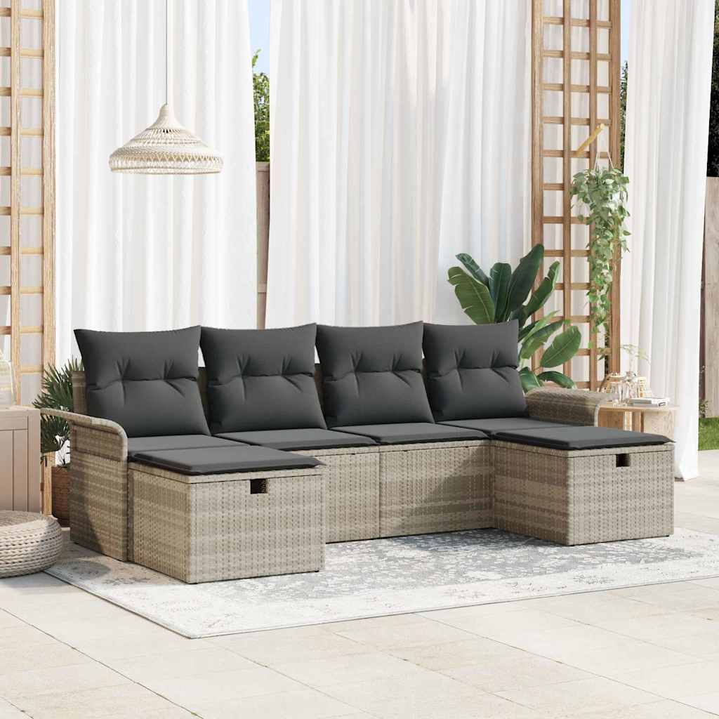 Set Divano da Giardino 6 pz Poly Rattan