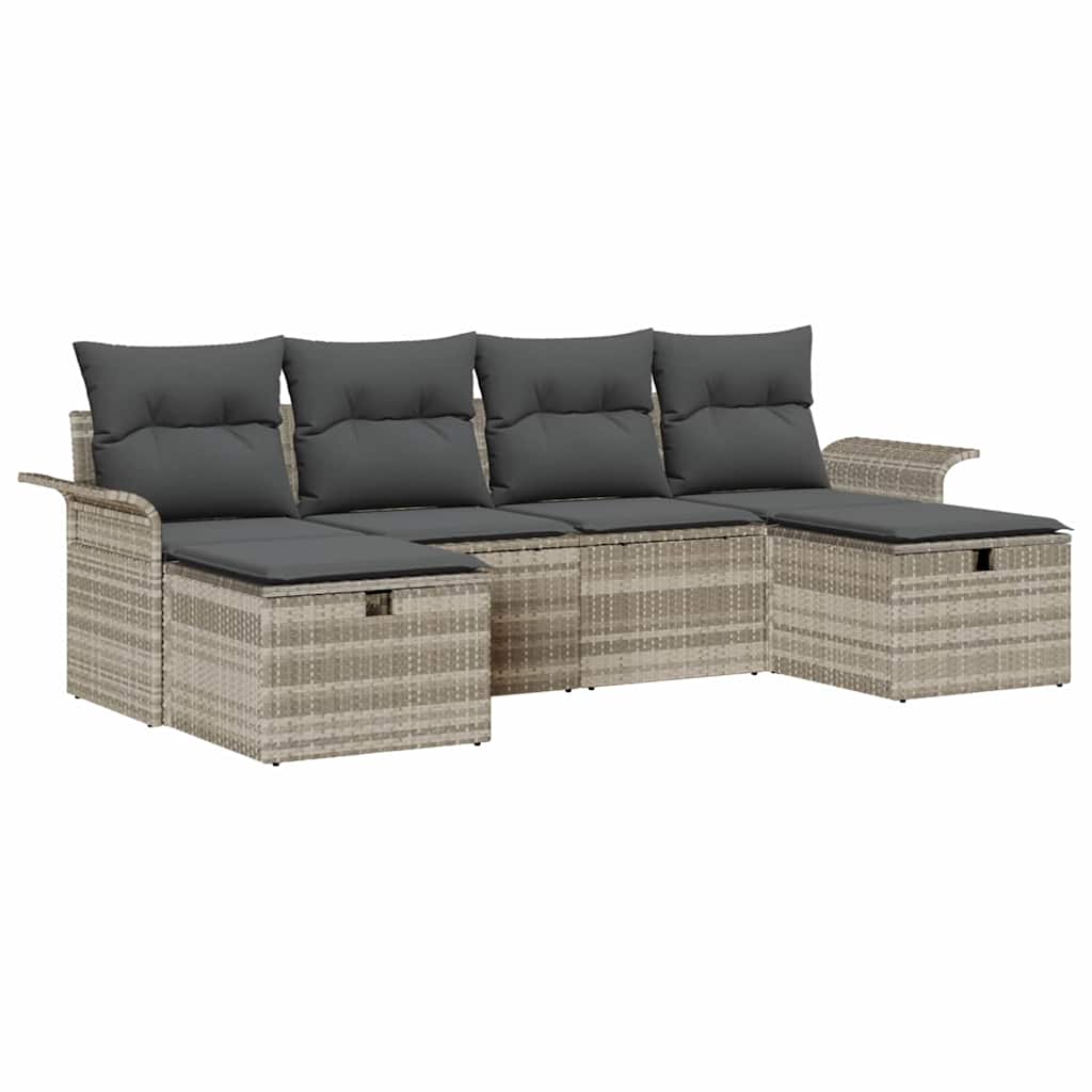 Set Divano da Giardino 6 pz Poly Rattan