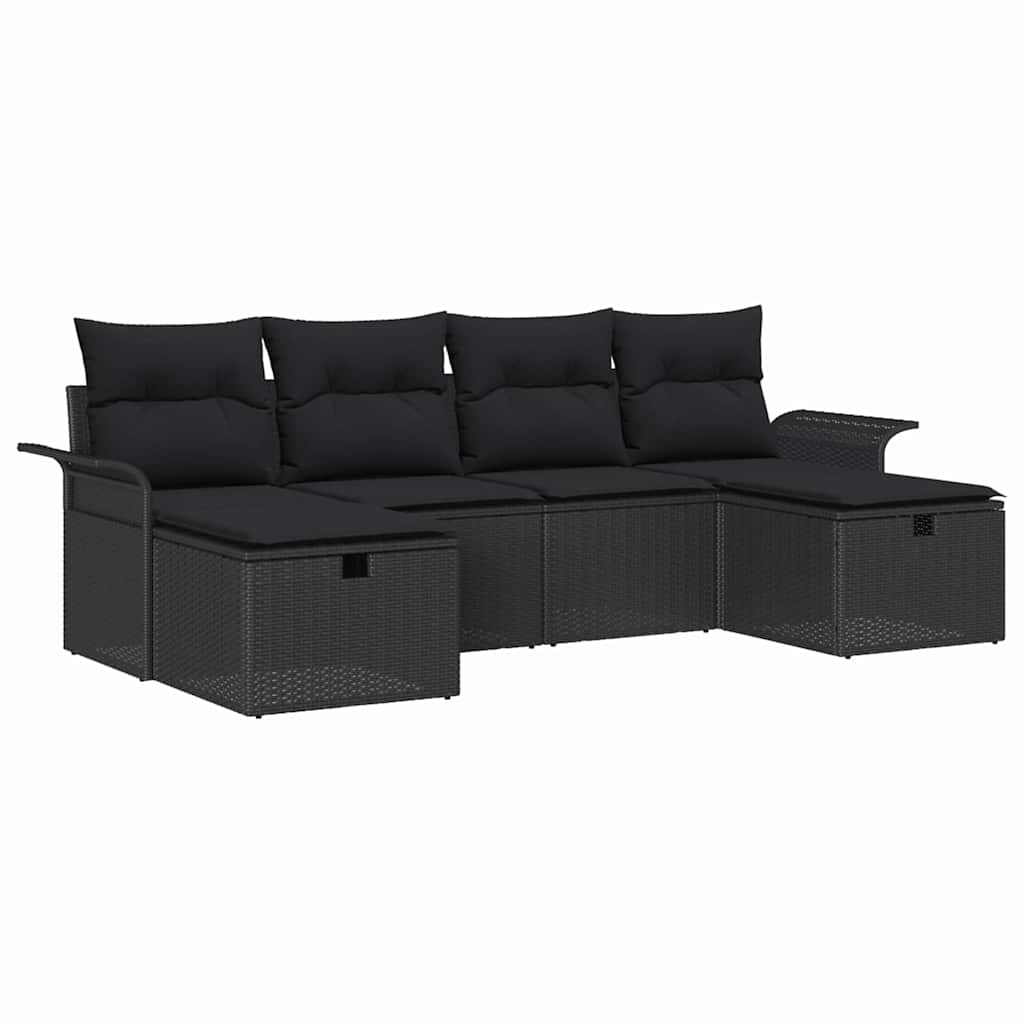 Set Divano da Giardino 6 pz Poly Rattan