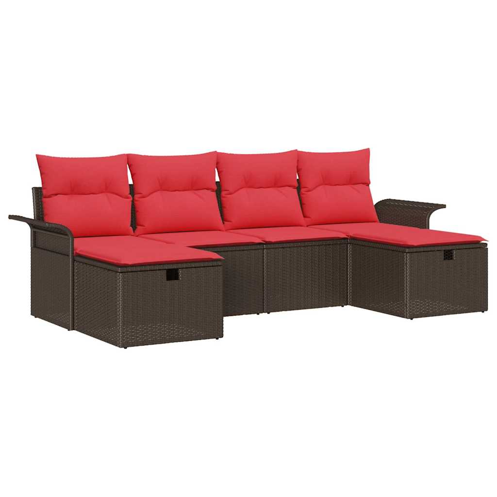 Set Divano da Giardino 6 pz Poly Rattan