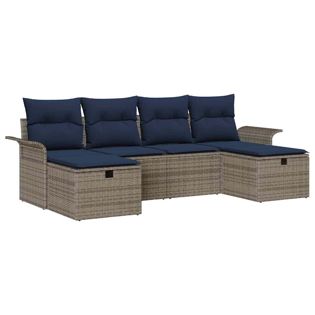 Set Divano da Giardino 6 pz Poly Rattan