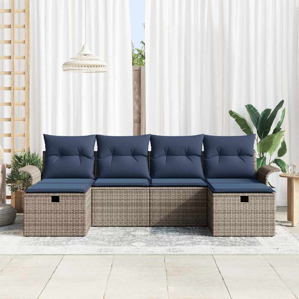 Set Divano da Giardino 6 pz Poly Rattan