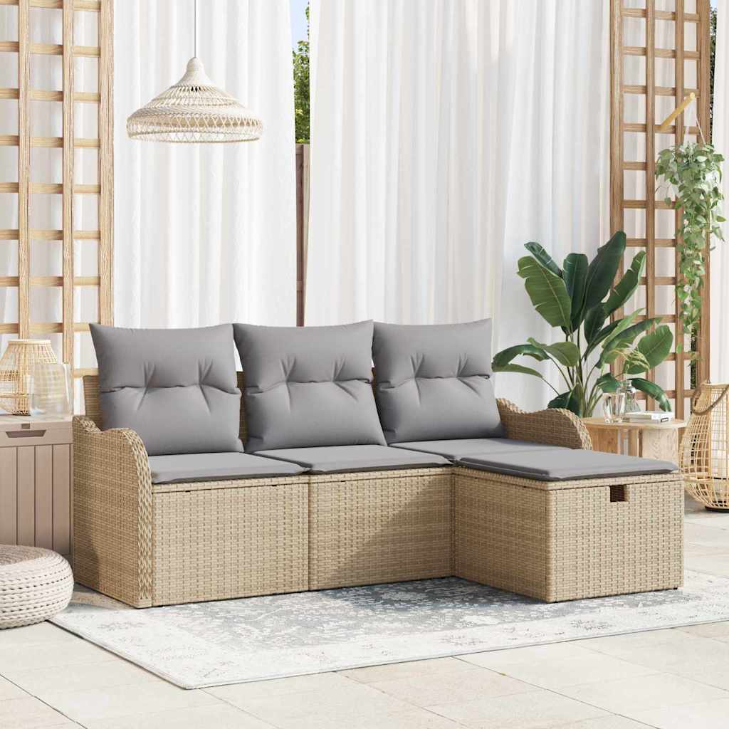 Set Divano da Giardino 4 pz Poly Rattan
