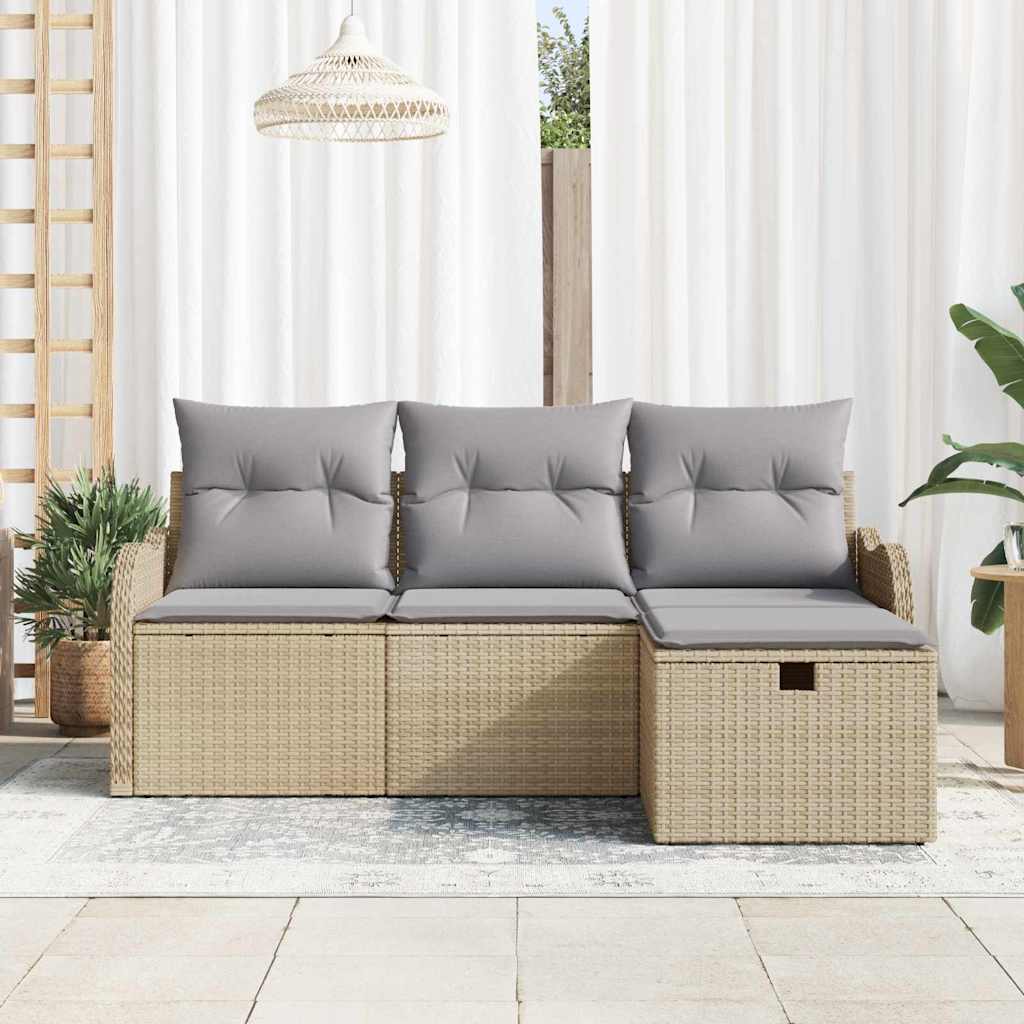 Set Divano da Giardino 4 pz Poly Rattan