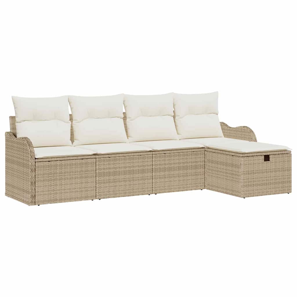 Set Divano da Giardino 5 pz Poly Rattan