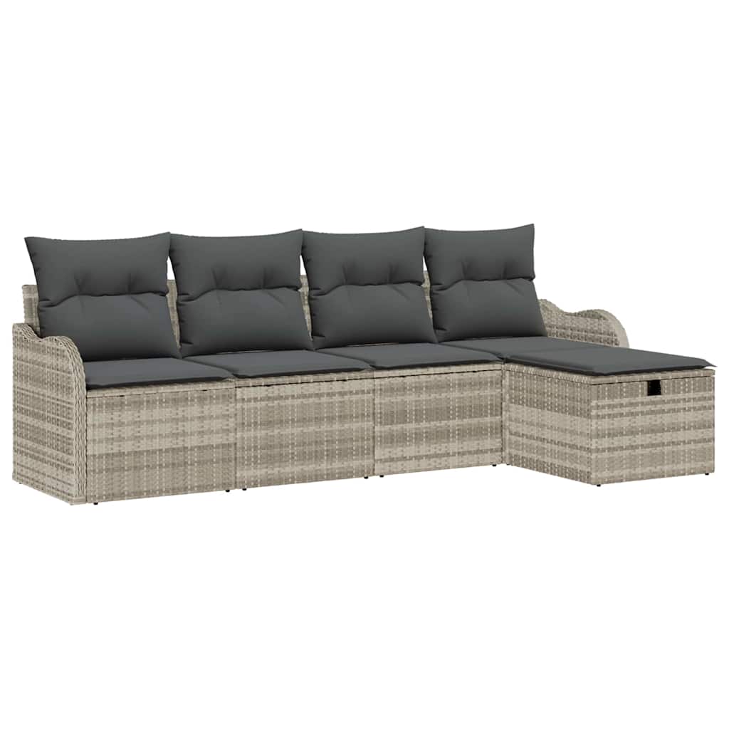 Set Divano da Giardino 5 pz Poly Rattan