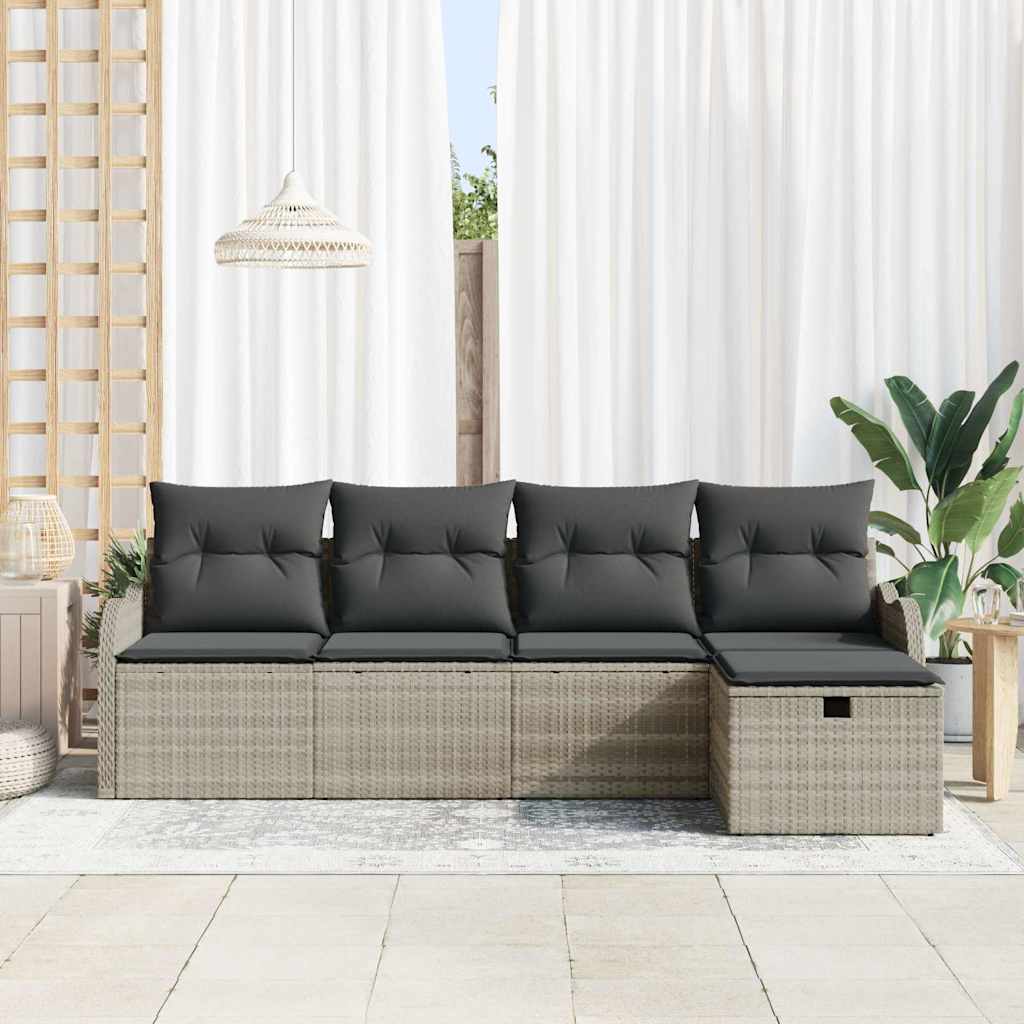 Set Divano da Giardino 5 pz Poly Rattan
