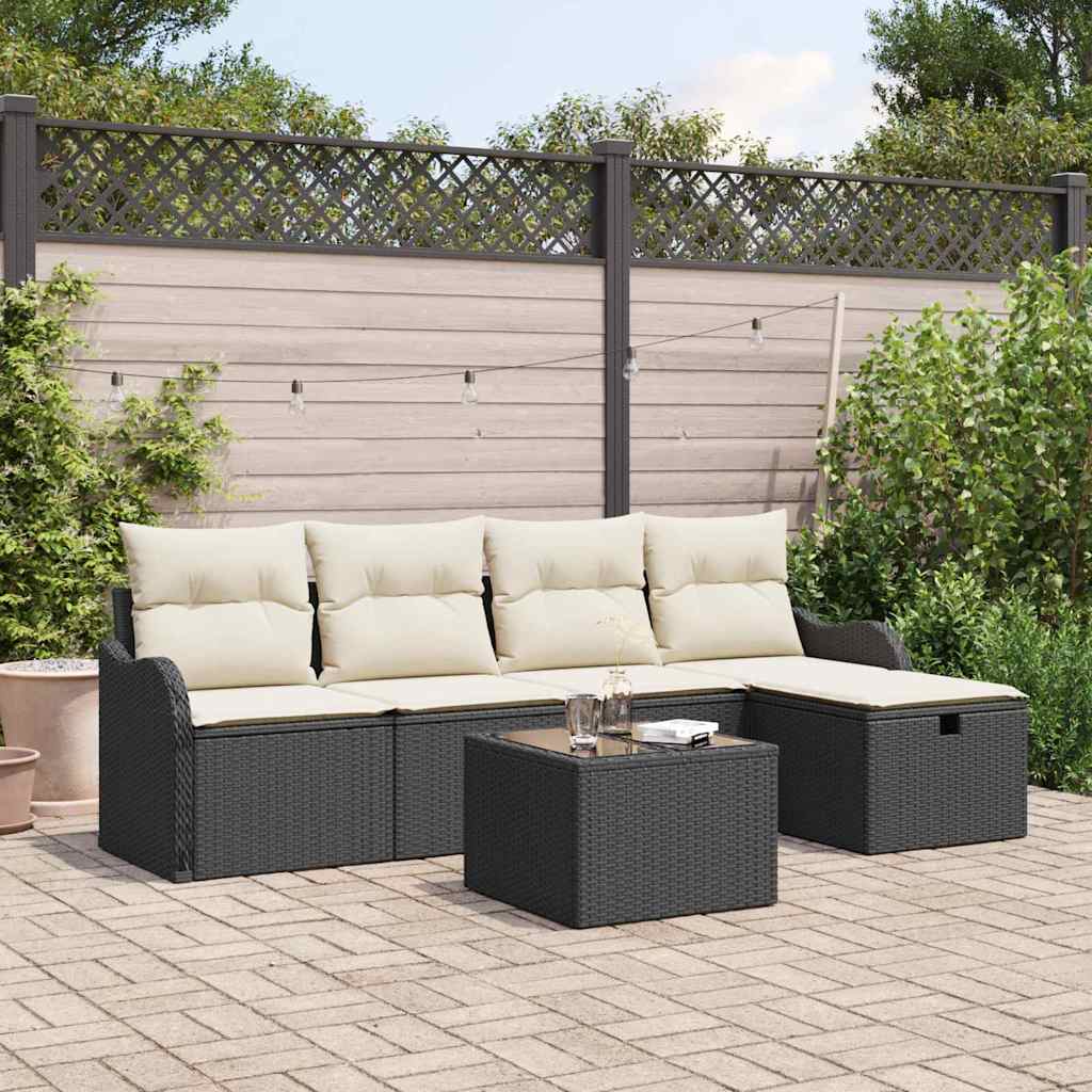Set Divano da Giardino 6 pz Poly Rattan