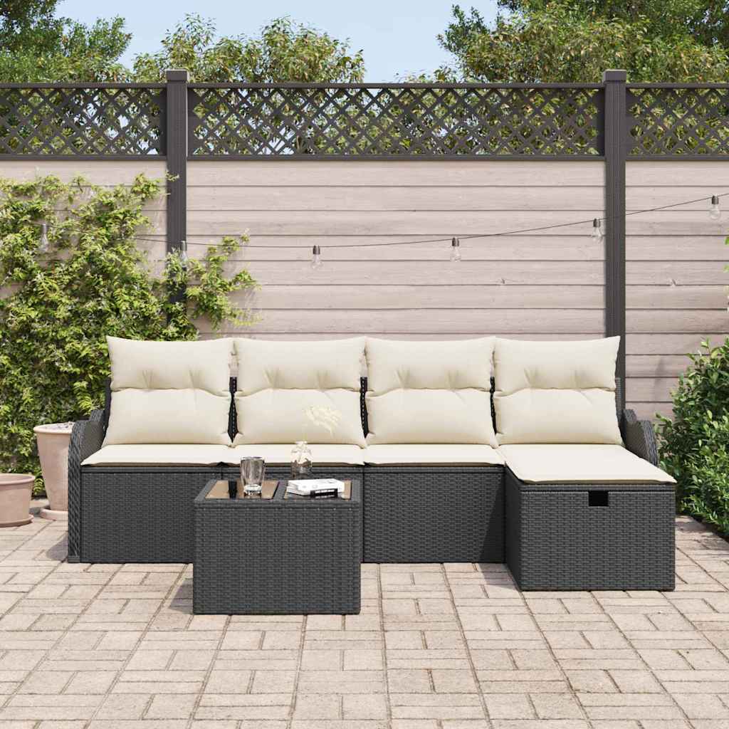 Set Divano da Giardino 6 pz Poly Rattan