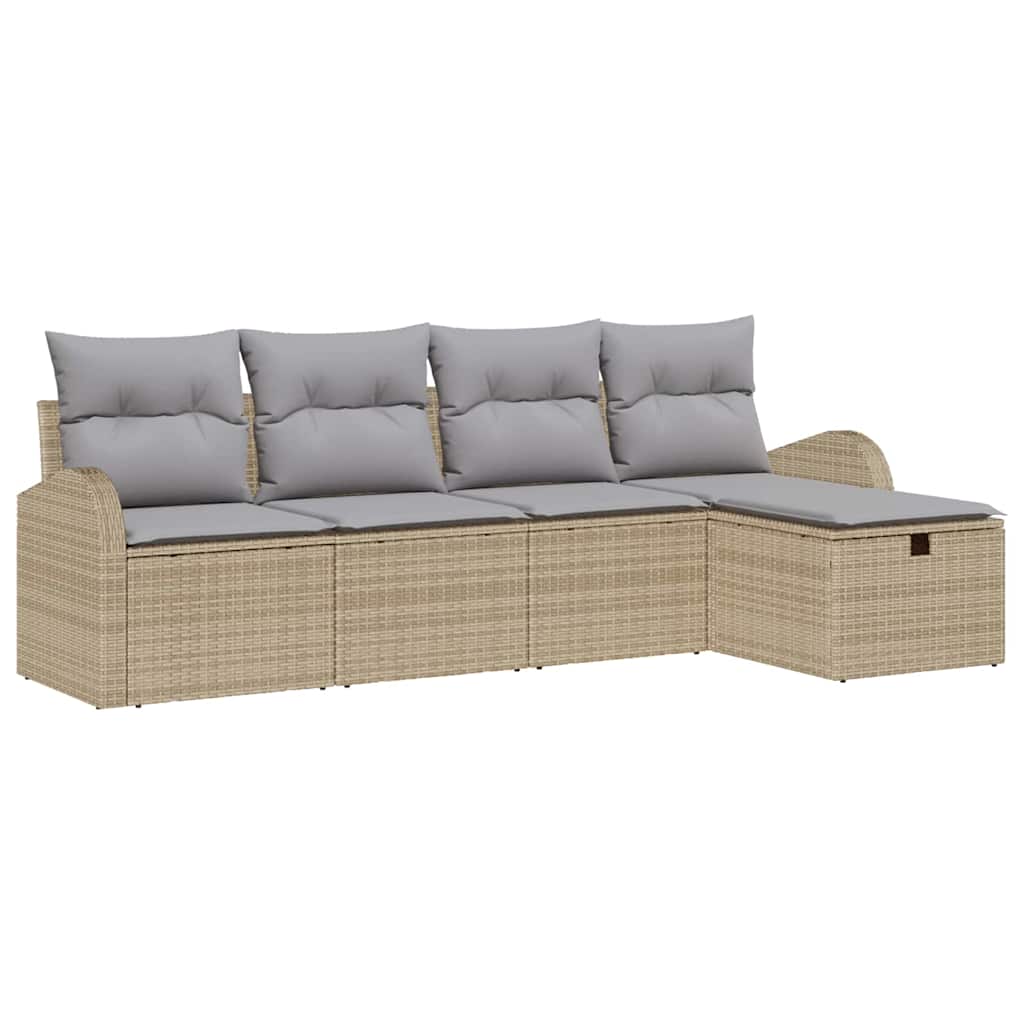 Set Divano da Giardino 5 pz Beige polyrattan