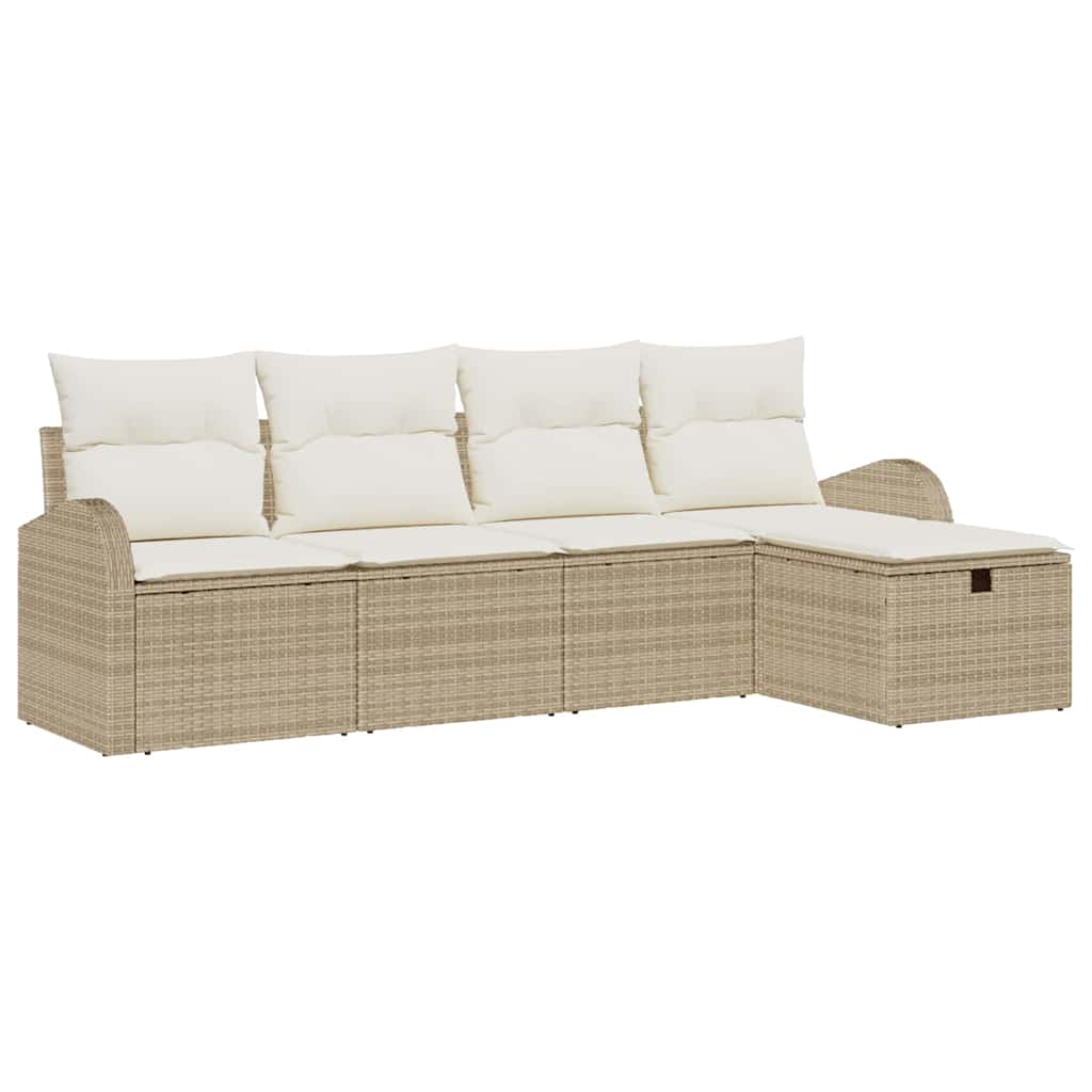 Set Divano da Giardino 5 pz Beige polyrattan