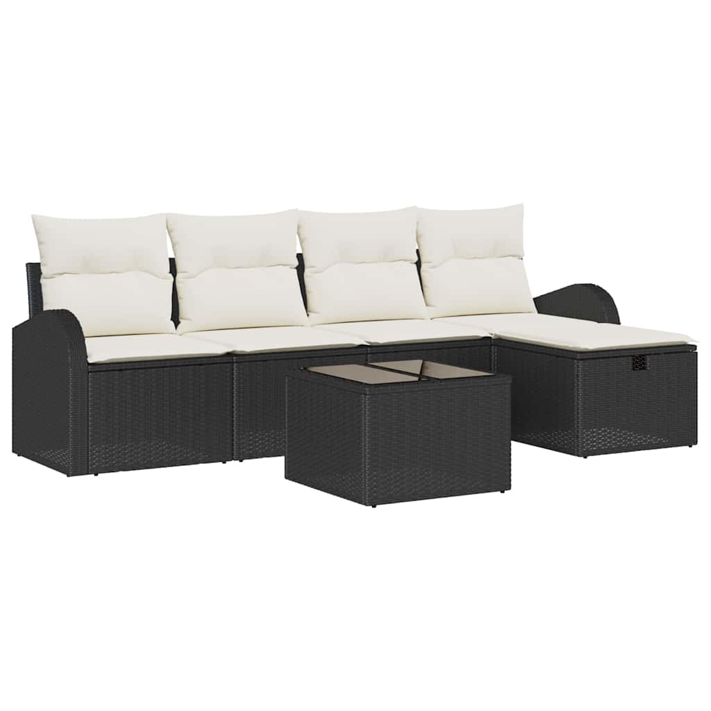 Set Divano da Giardino 6 pz Nero polyrattan