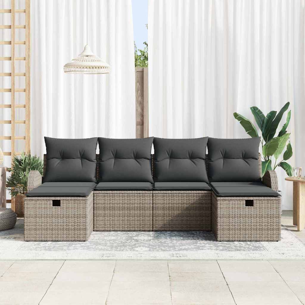Set Divano da Giardino 6 pz Grigio polyrattan