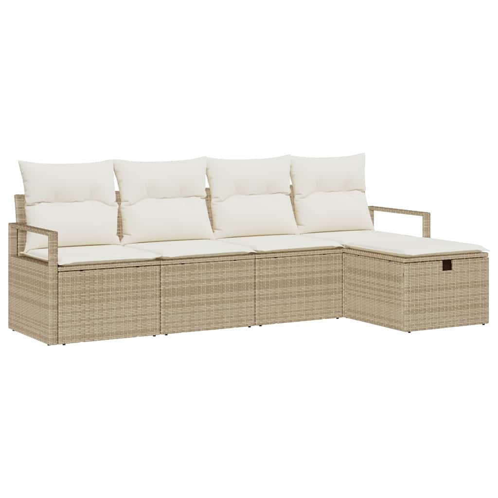 Set Divano da Giardino 5 pz Beige polyrattan