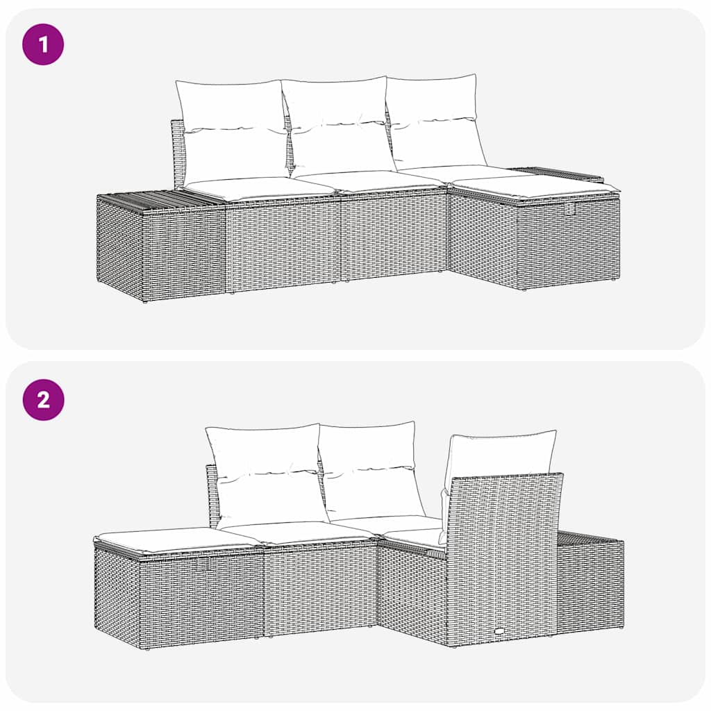 Set di divani 4 pz polyrattan
