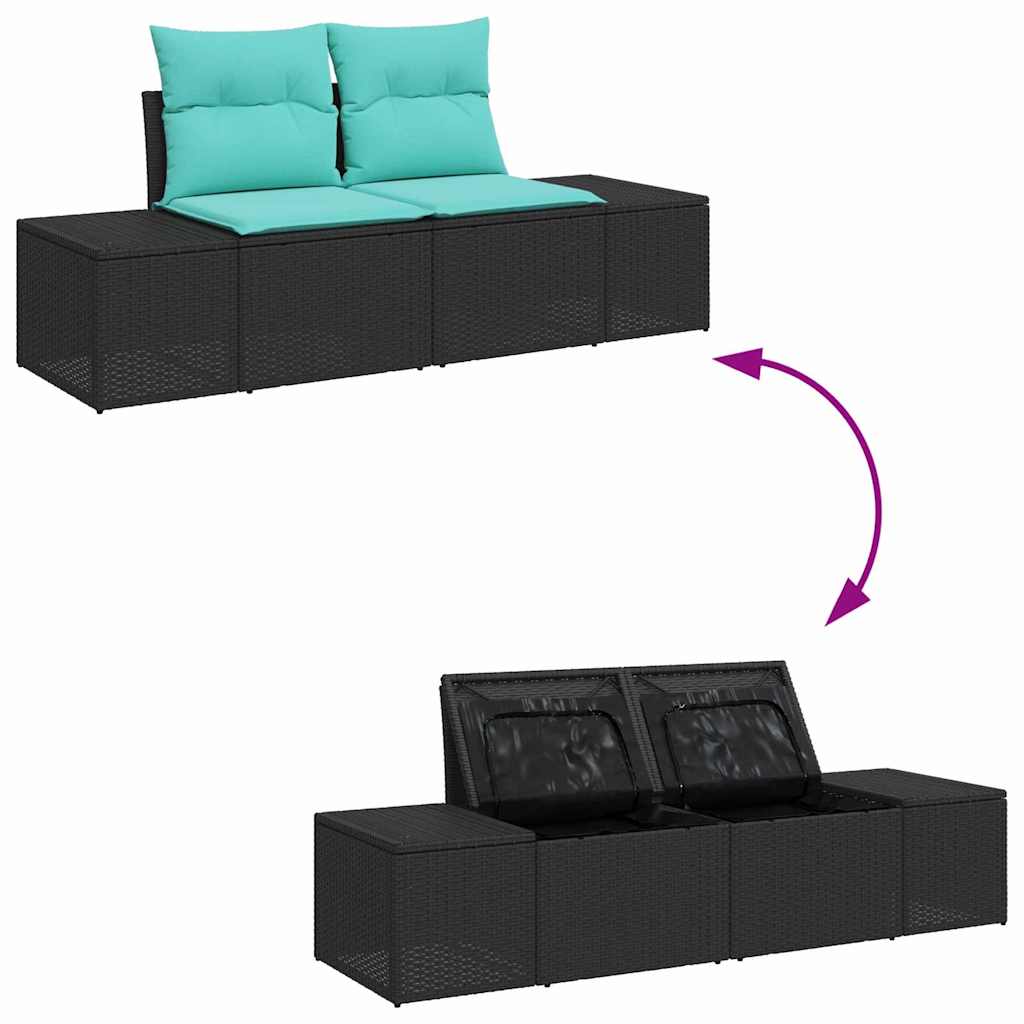 Set Divano da Giardino 6 pz Nero Poly Rattan