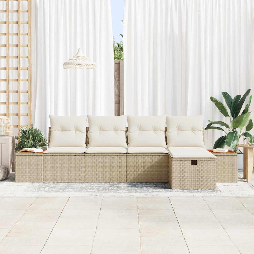 Set Divano da Giardino 6 pz Beige polyrattan