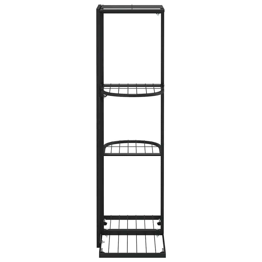 Piedistallo per Piante a 4 Piani 43x22x76 cm in Metallo Nero