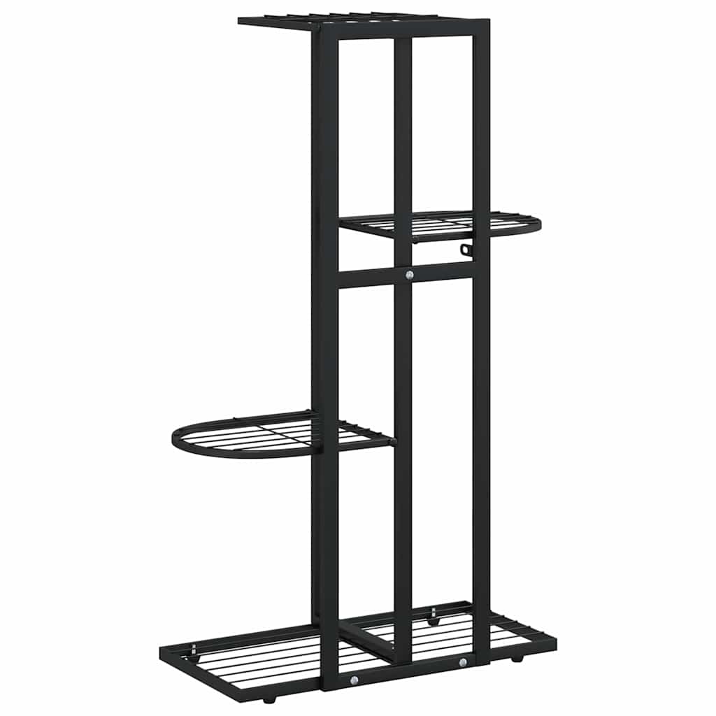 Piedistallo per Piante a 4 Piani 43x22x76 cm in Metallo Nero