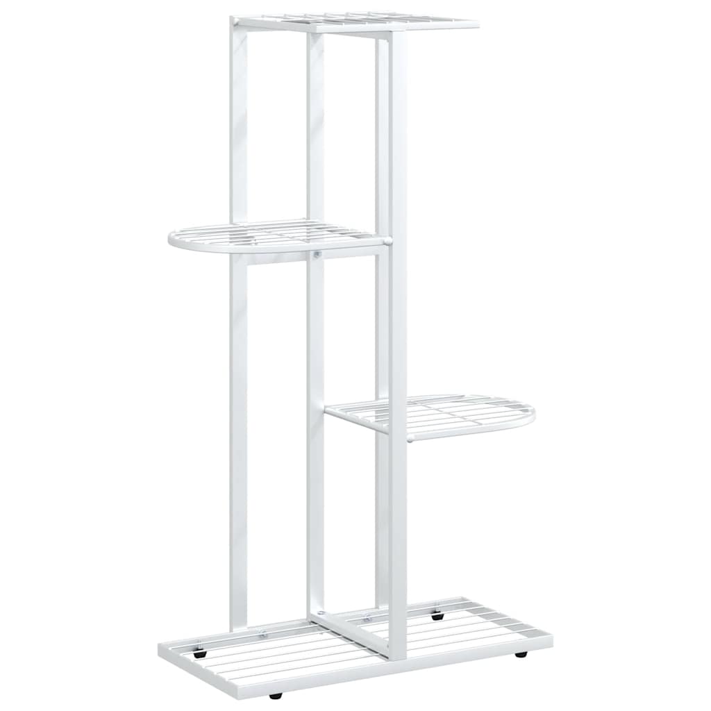Piedistallo per Piante a 4 Piani 43x22x76 cm in Metallo Bianco