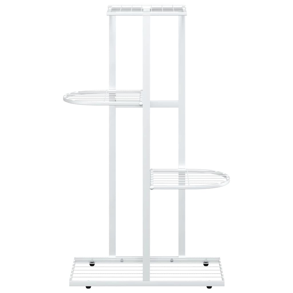 Piedistallo per Piante a 4 Piani 43x22x76 cm in Metallo Bianco