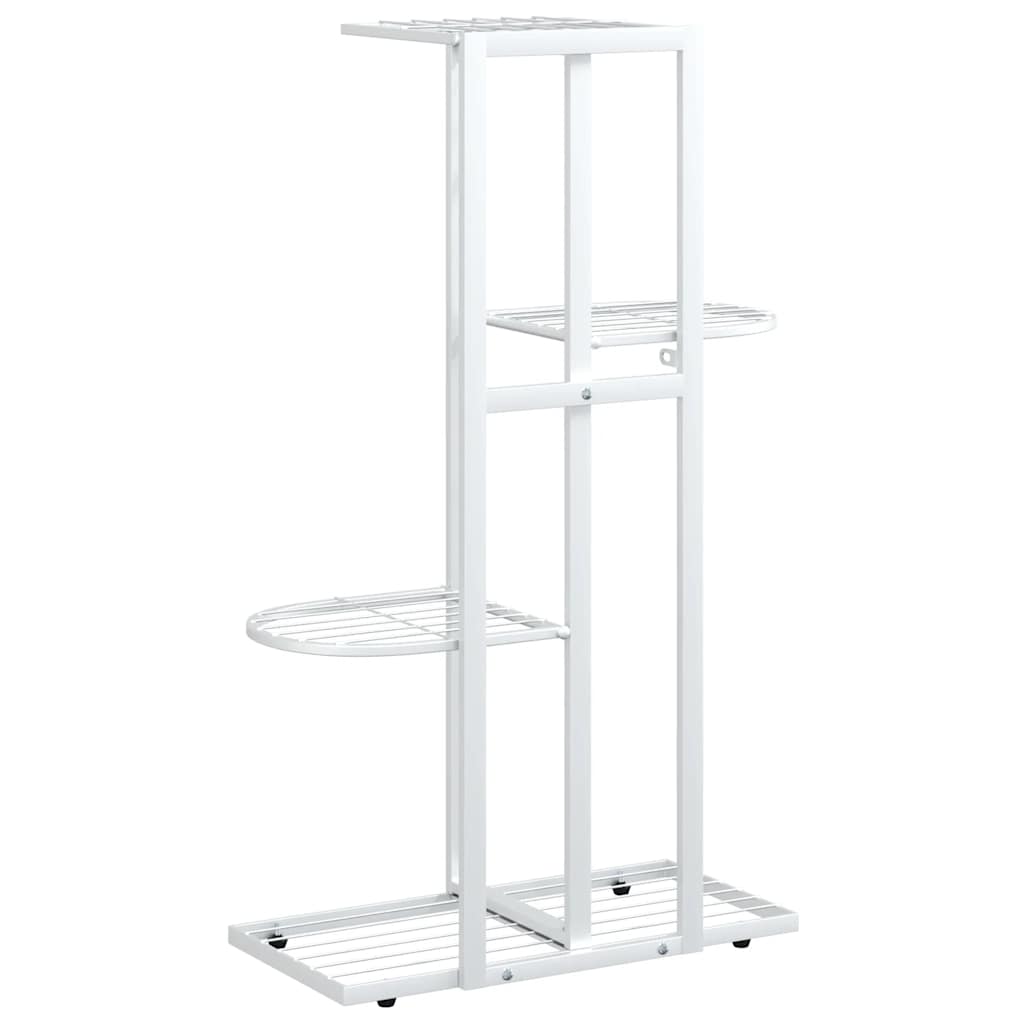 Piedistallo per Piante a 4 Piani 43x22x76 cm in Metallo Bianco