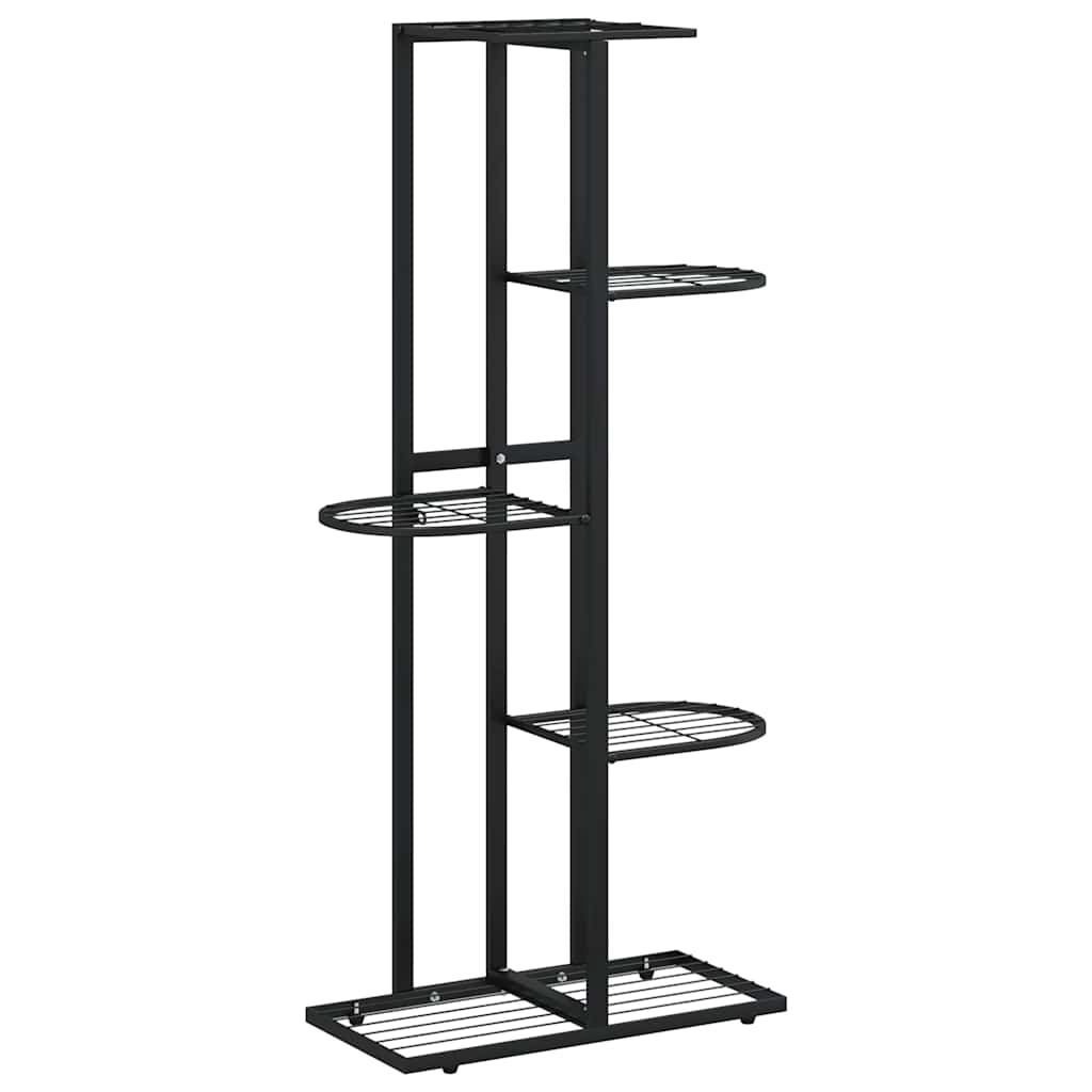 Piedistallo per Piante a 5 Piani 43x22x98 cm in Metallo Nero