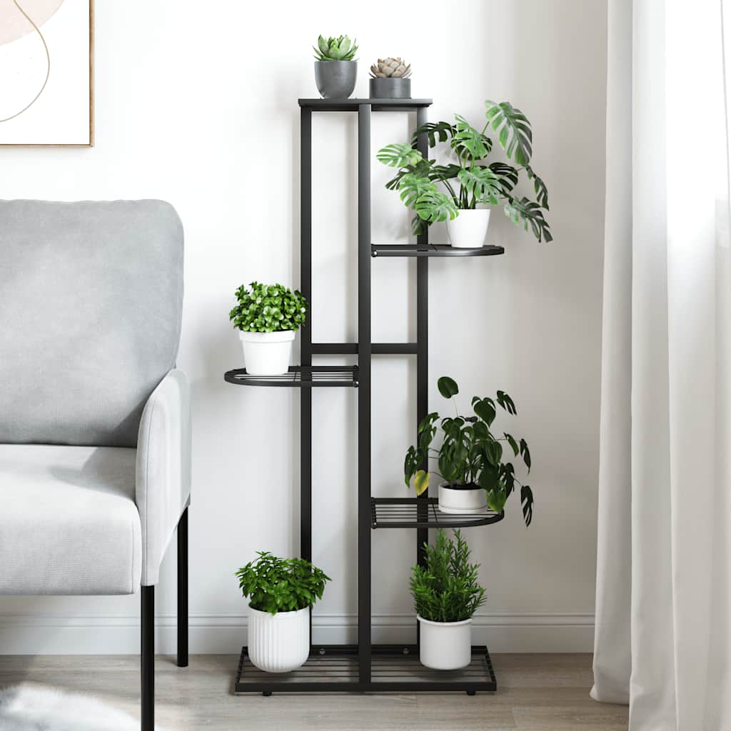 Piedistallo per Piante a 5 Piani 43x22x98 cm in Metallo Nero